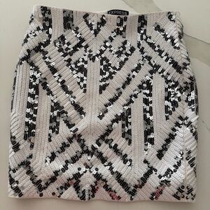 Express black and white sequin mini skirt size XS